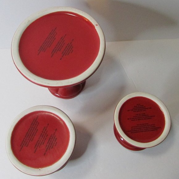 set 3 Avon Holly Dots cake stands Christmas risers snowflake polka dot red white - Picture 10 of 10